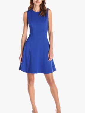 NEW! Lark & Ro Women's Ponte Sleeveless Fit and Flare Blue Dress SMALL